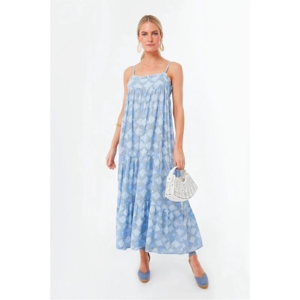 Tuckernuck Womens Large St Lucia Sea Glass Tiered Midi Dress Swim Beach Coverup